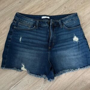 LC Lauren Conrad Dark Blue Frayed Jean Shorts